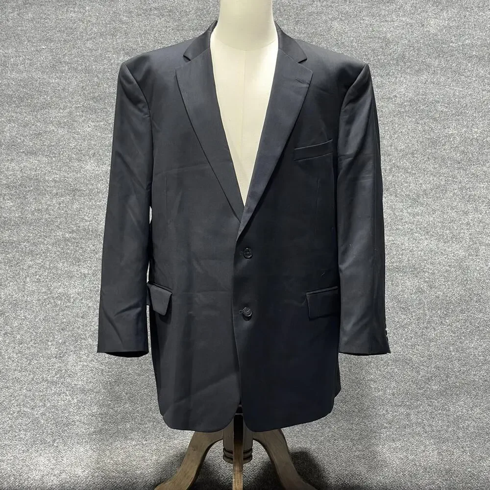 Jos A Bank Blazer Mens 50L Blue Wool Traveler's Collection Two Button Coat